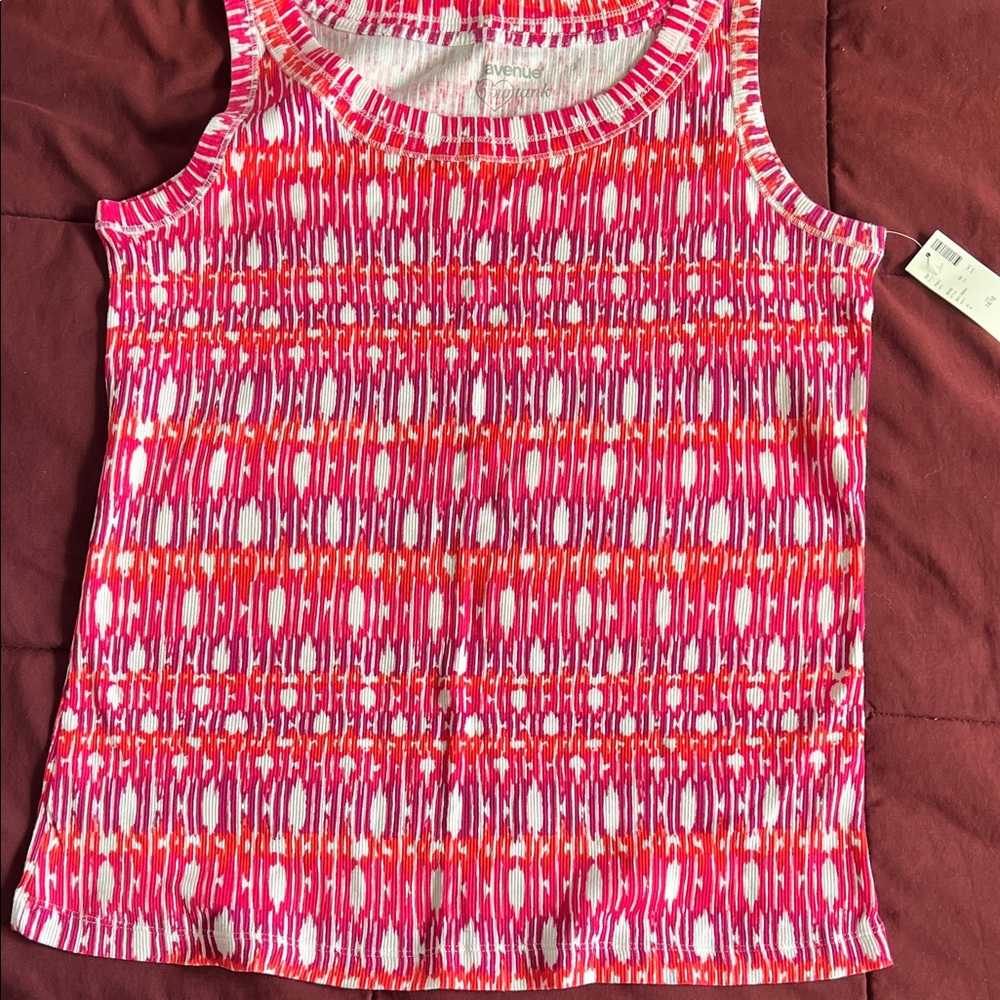 Avenue Pink and White Heart Tank